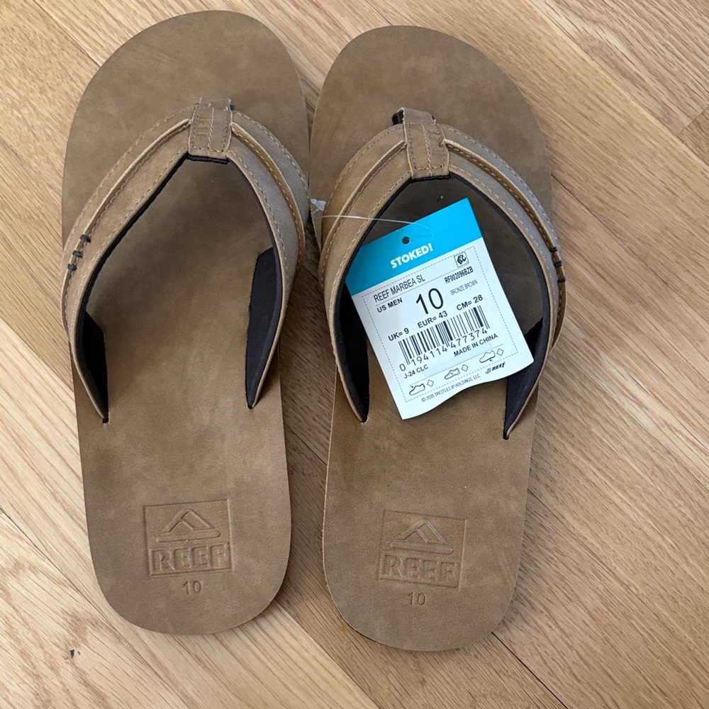 NEW! Reef Men's Tan Brown Suede Flip Flops